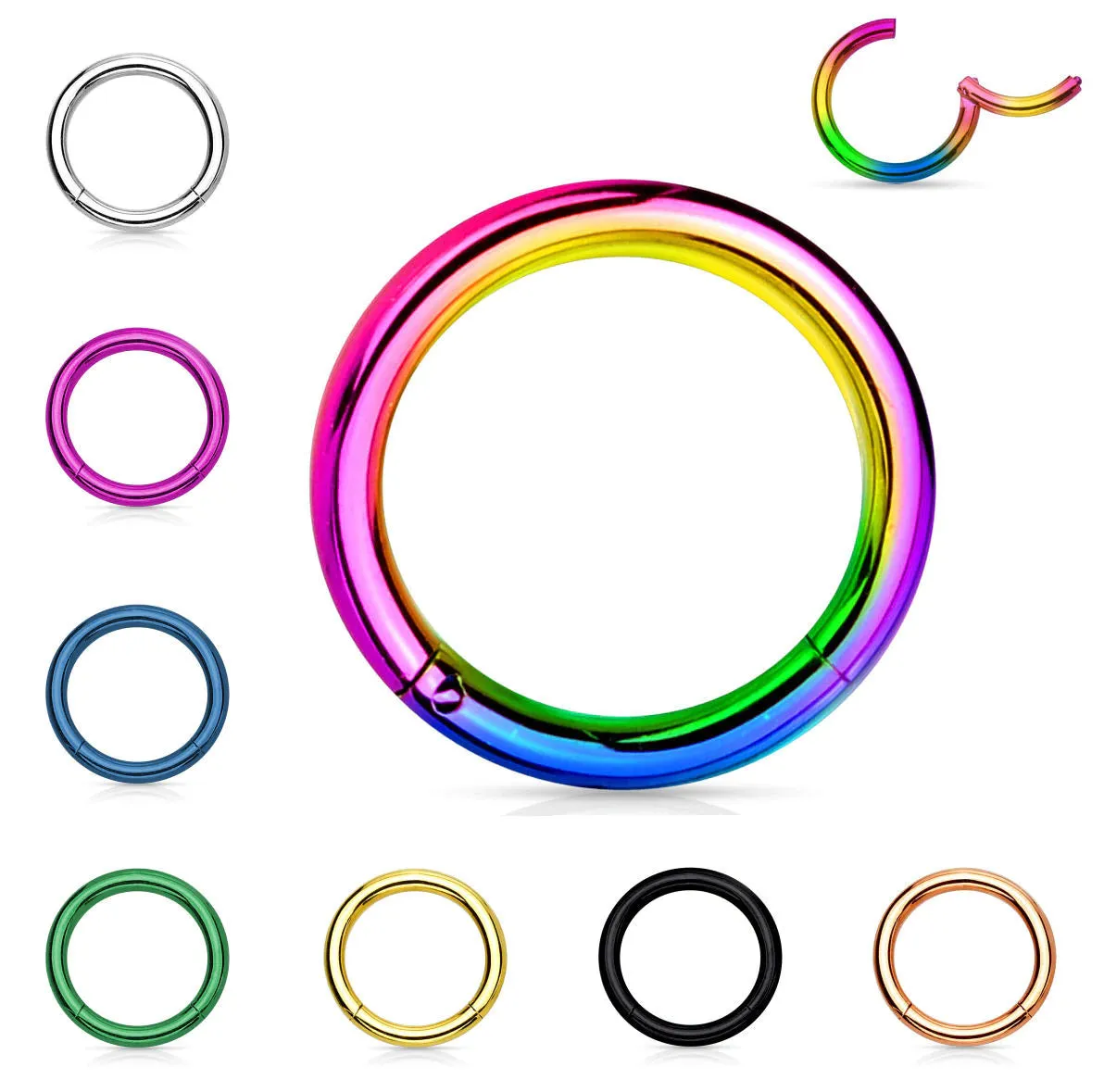 1pc Hinged Segment Ring Septum Clicker - Blue