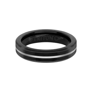 5MM Tungsten Carbide Ring - Ceramic C8 Inlay with Center Line and Broken Edge