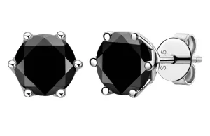 925 Silver 6.5MM 1CT Black Moissanite Stud Diamond Earrings