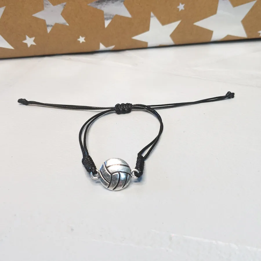 Alloy Volleyball Charm Bracelet with Black Band
