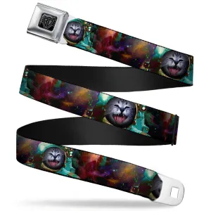 BD Wings Logo CLOSE-UP Full Color Black Silver Seatbelt Belt - Astronaut Cat in Space Webbing