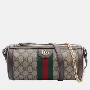 Beige Brown Multicolor Coated Canvas Leather Ophidia GG Supreme Bag