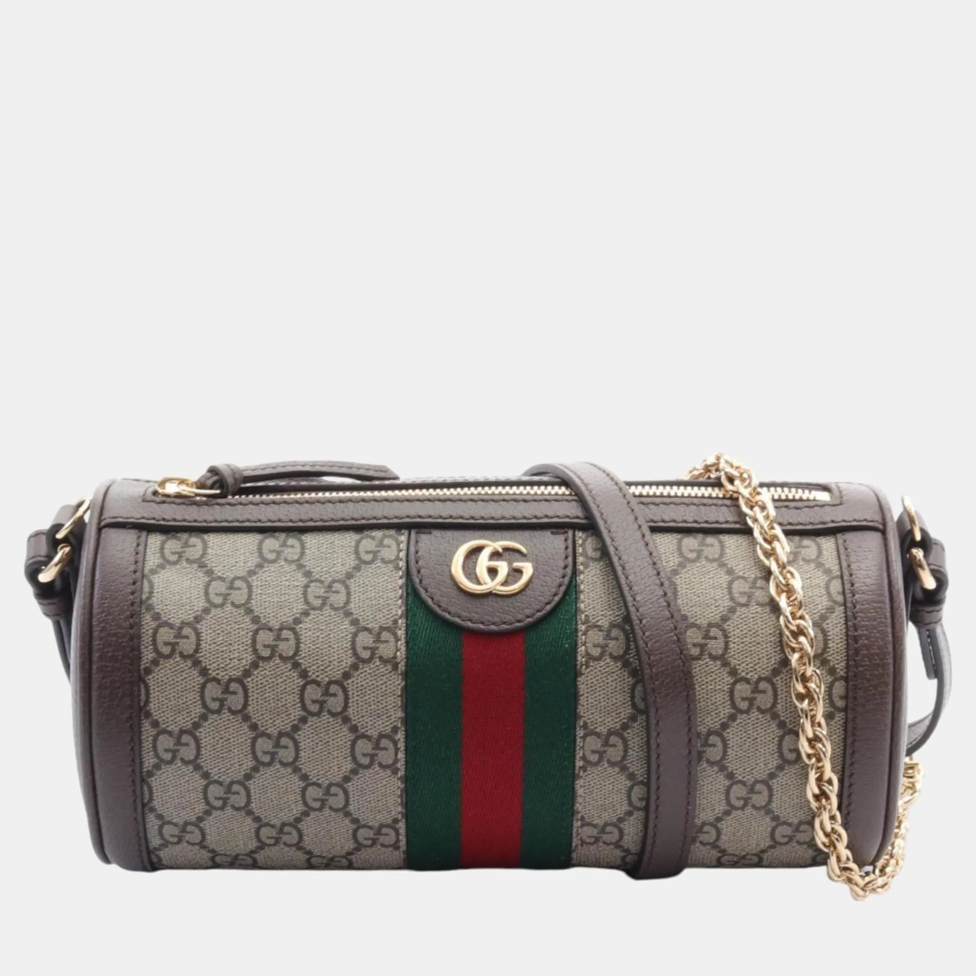 Beige Brown Multicolor Coated Canvas Leather Ophidia GG Supreme Bag