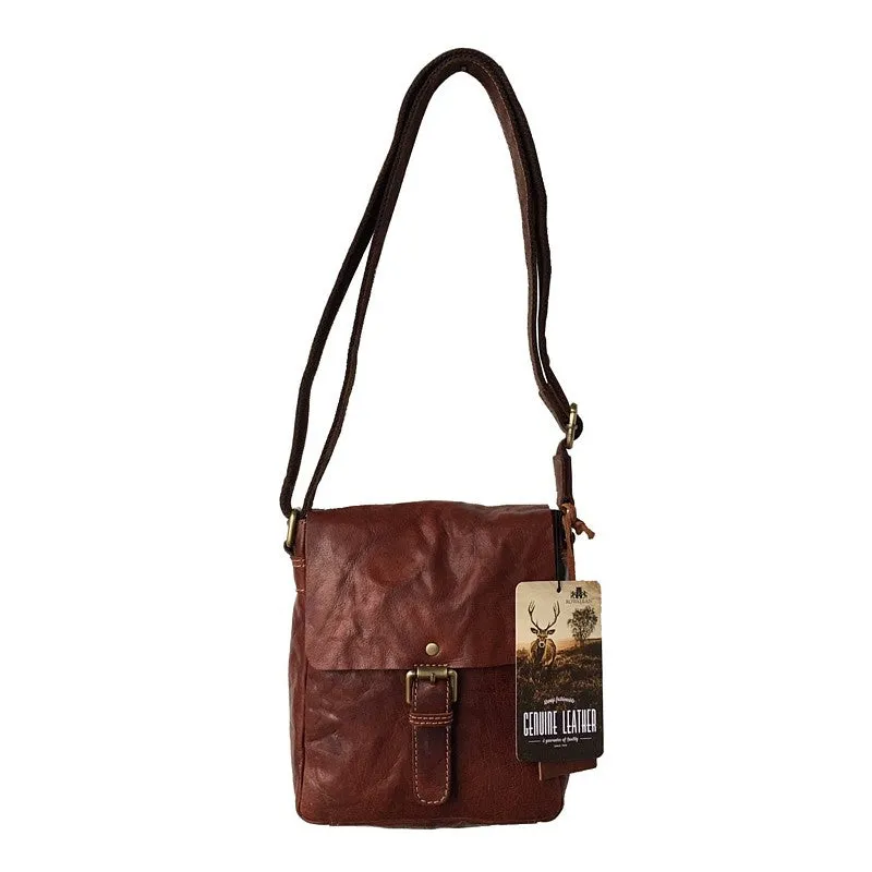 Bronco Cognac Flap Over Body Bag