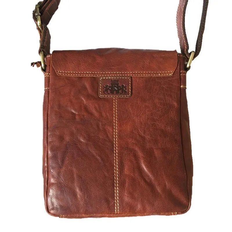 Bronco Cognac Flap Over Body Bag