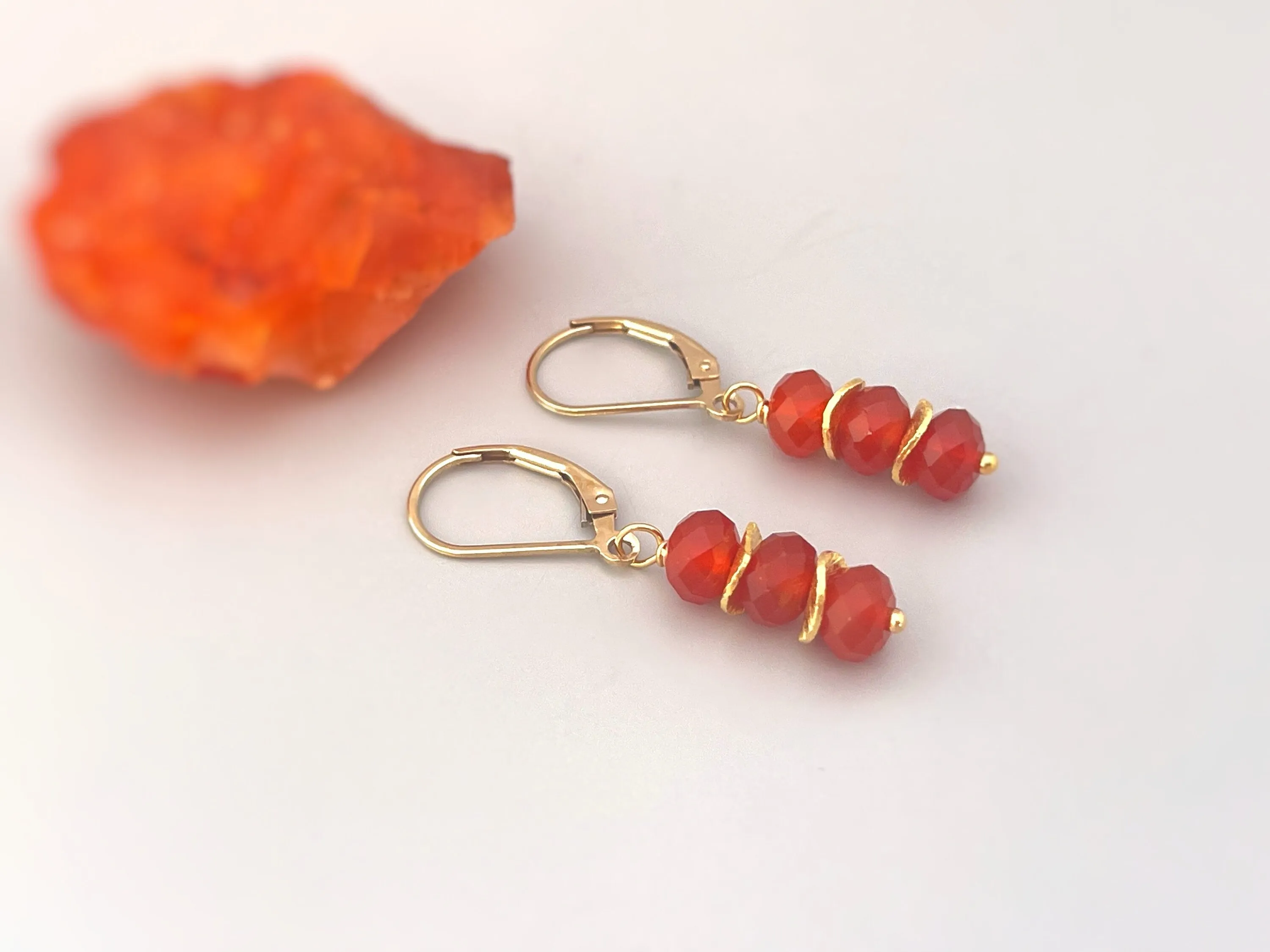 Carnelian Earrings dangle, 14k gold, sterling silver