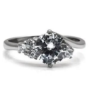 CJ7752OS Wholesale Stainless Steel Round Cubic Zirconia Engagement Ring
