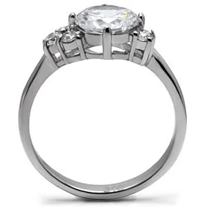 CJ7752OS Wholesale Stainless Steel Round Cubic Zirconia Engagement Ring
