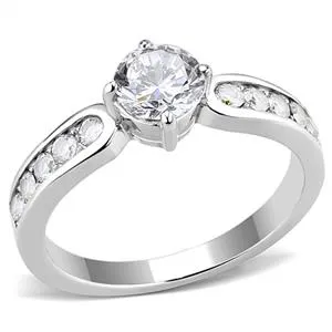 CJE3256 Wholesale Women's Stainless Steel Round Clear AAA Grade CZ Ring