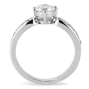 CJE3256 Wholesale Women's Stainless Steel Round Clear AAA Grade CZ Ring