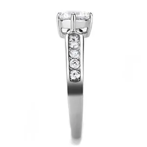 CJE3256 Wholesale Women's Stainless Steel Round Clear AAA Grade CZ Ring