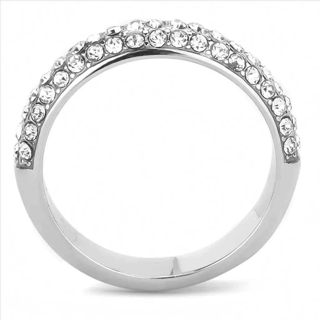 CJE3437 Wholesale Women's Stainless Steel Clear Top Grade Crystal Fashion Ring
