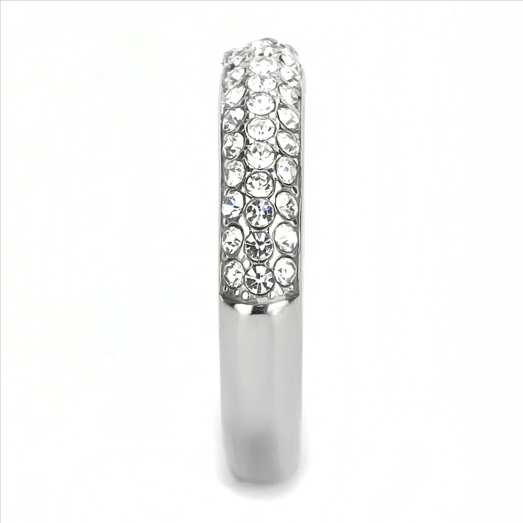 CJE3437 Wholesale Women's Stainless Steel Clear Top Grade Crystal Fashion Ring