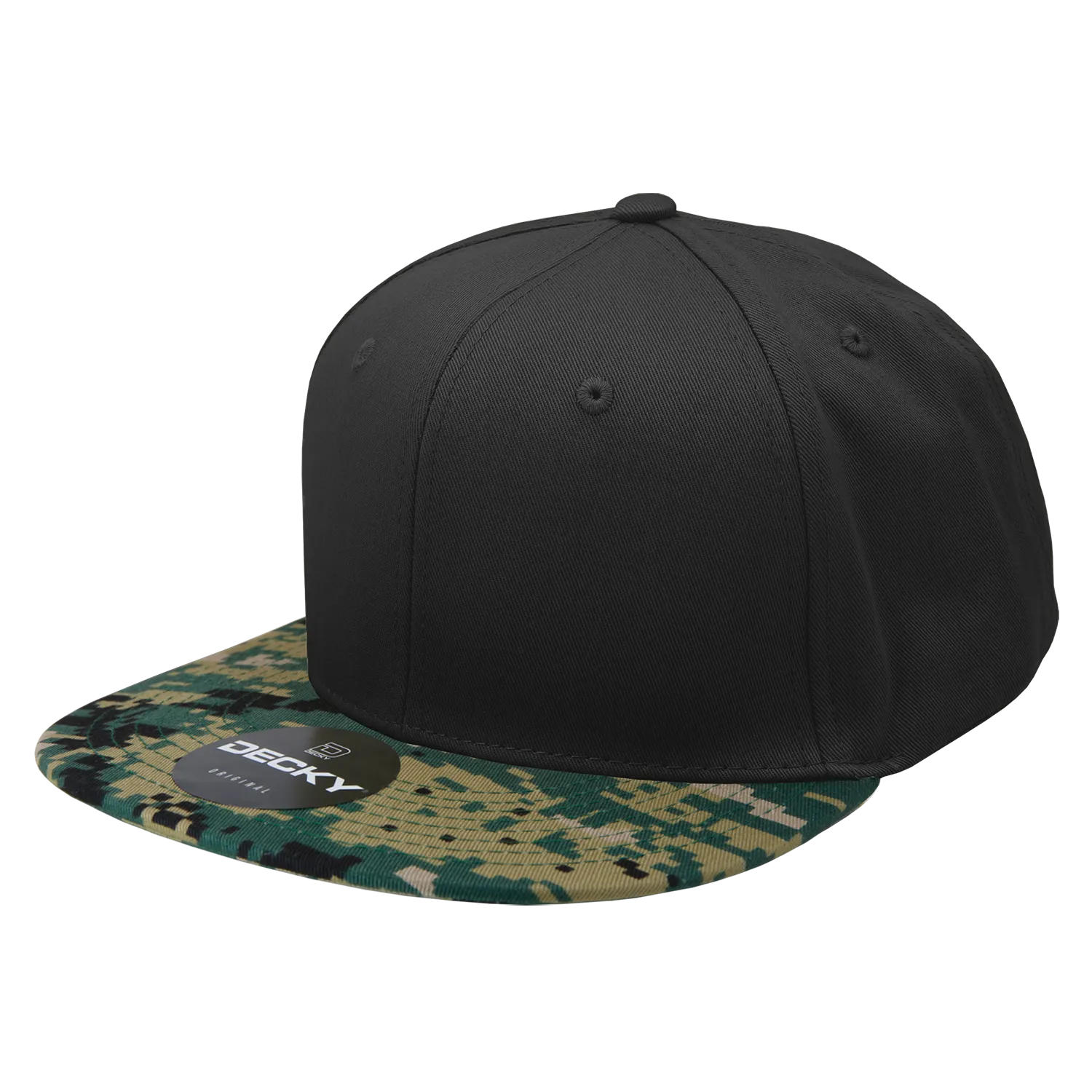 Decky 1047 Digital Camo Snapback Hat, 6 Panel Camouflage Flat Bill Cap - CASE Pricing