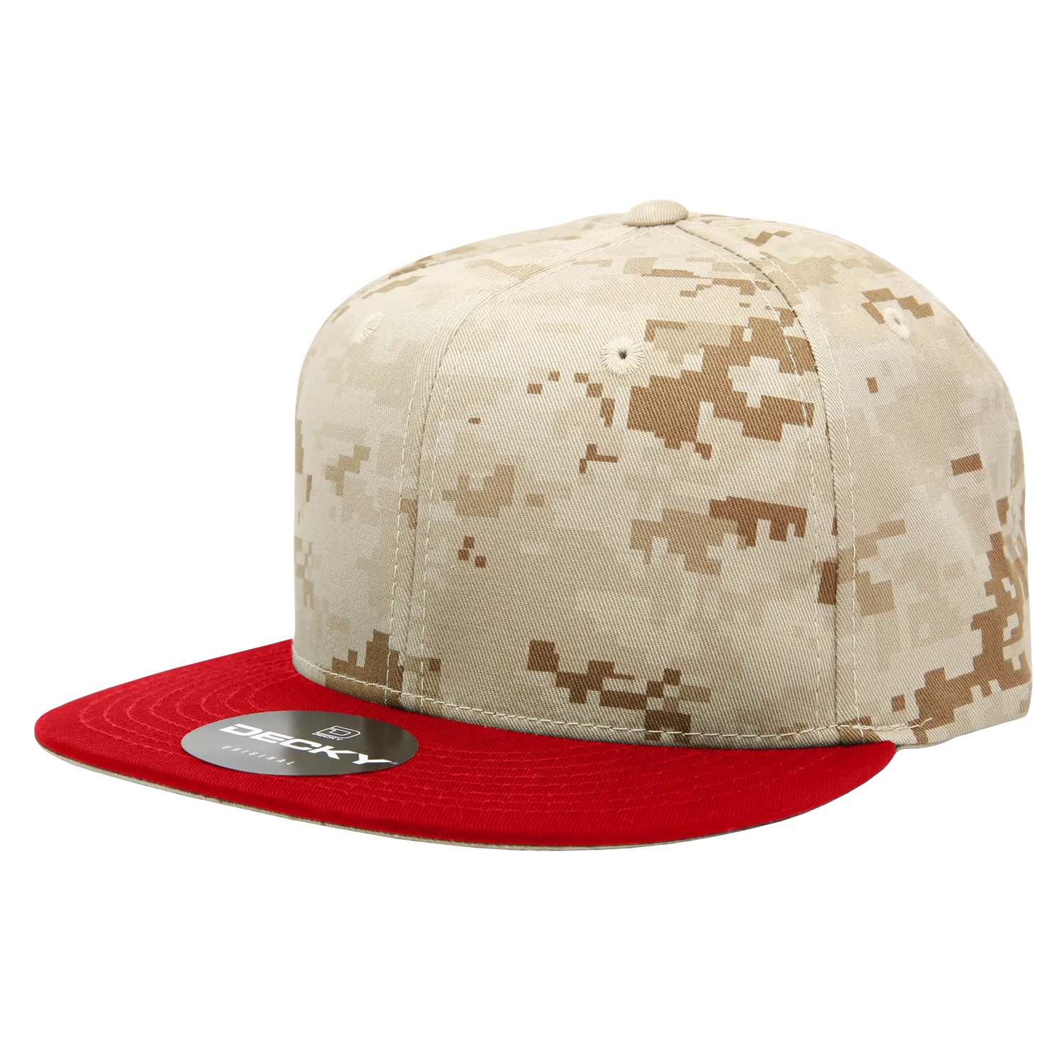 Decky 1047 Digital Camo Snapback Hat, 6 Panel Camouflage Flat Bill Cap - CASE Pricing