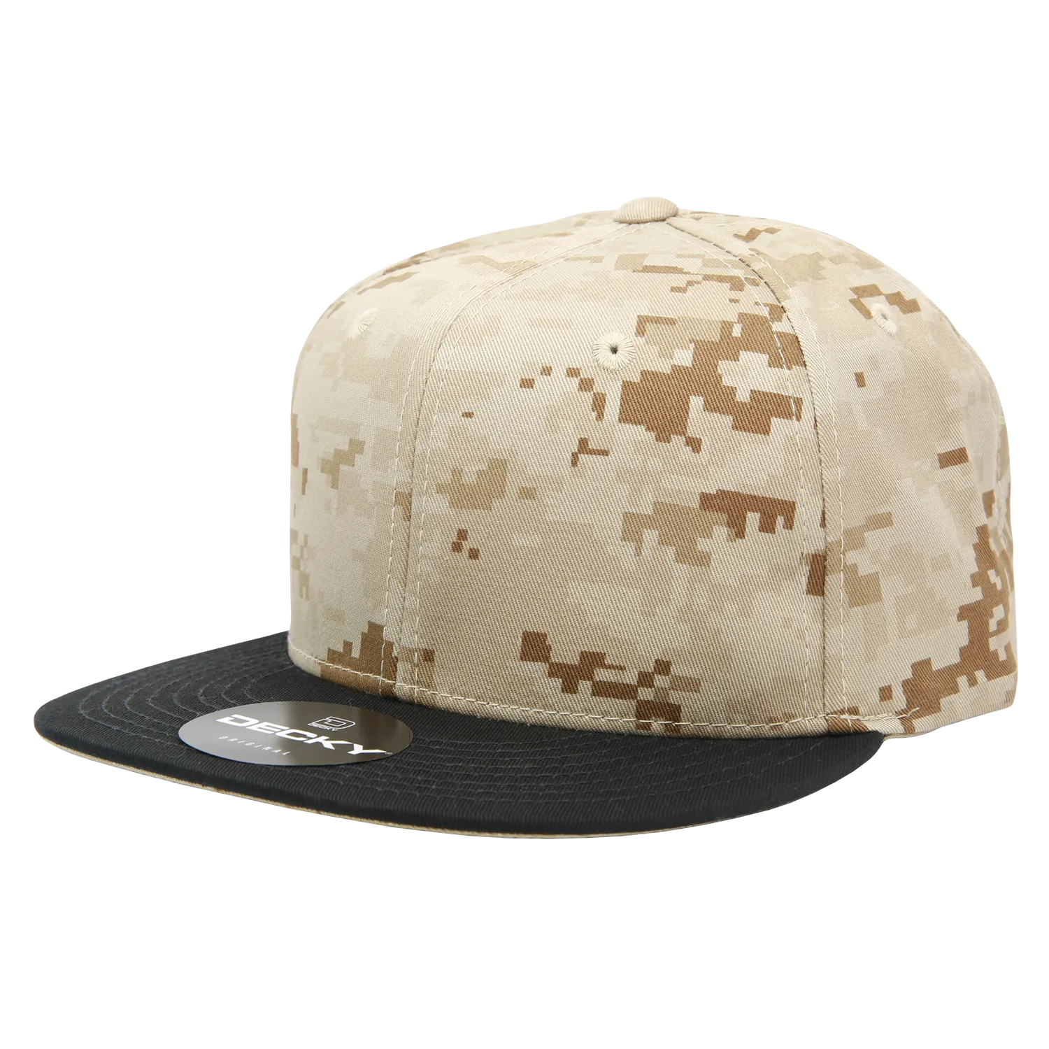 Decky 1047 Digital Camo Snapback Hat, 6 Panel Camouflage Flat Bill Cap - CASE Pricing
