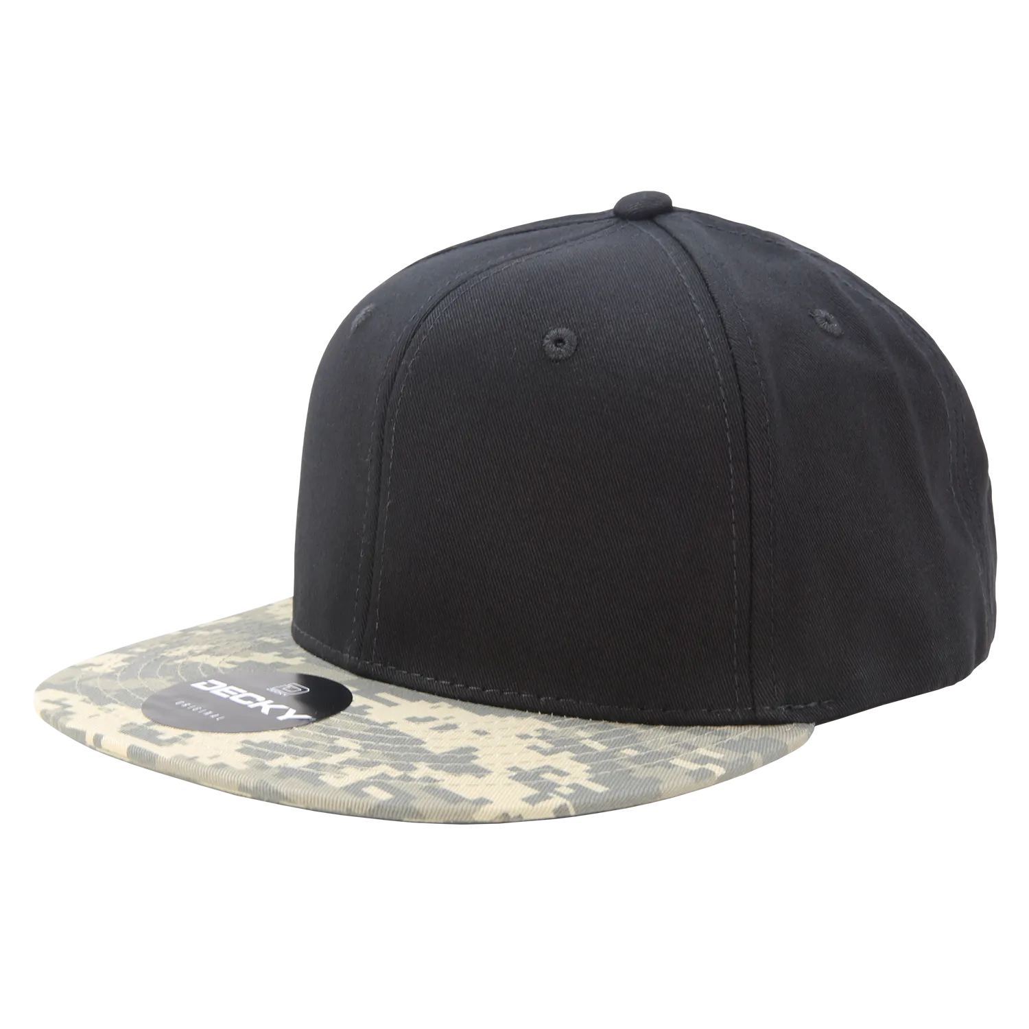 Decky 1047 Digital Camo Snapback Hat, 6 Panel Camouflage Flat Bill Cap - CASE Pricing