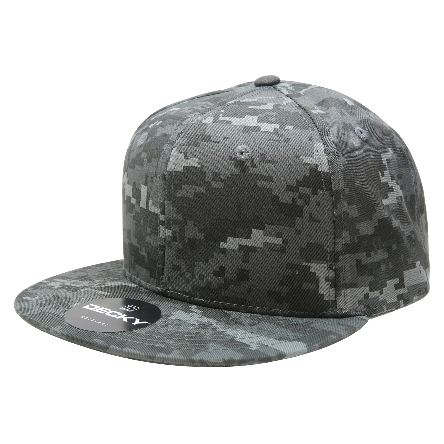 Decky 1047 Digital Camo Snapback Hat, 6 Panel Camouflage Flat Bill Cap - CASE Pricing