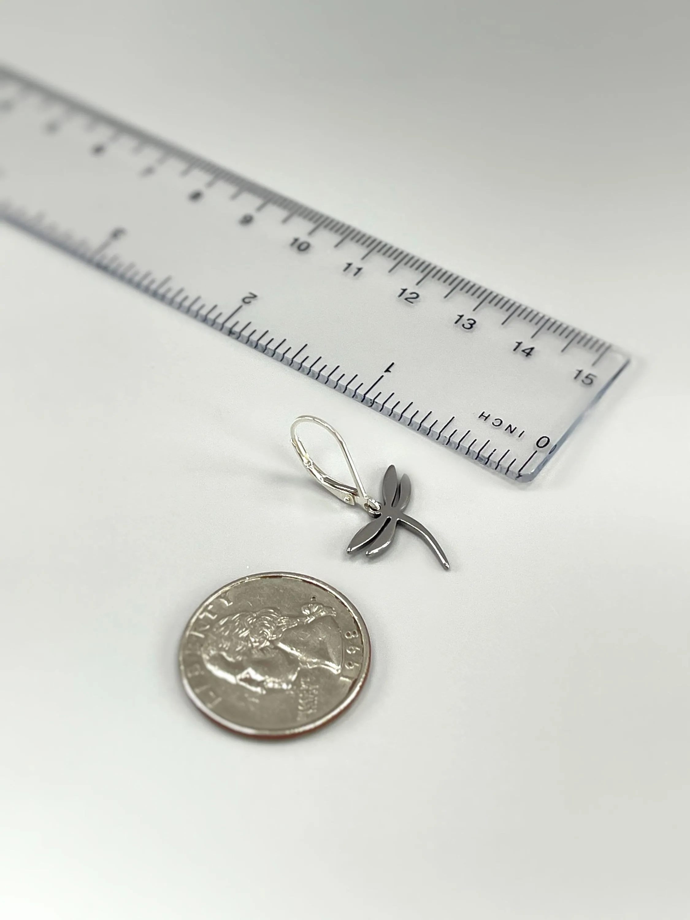 Dragonfly Earrings dangle Gold, Silver, Rose Gold
