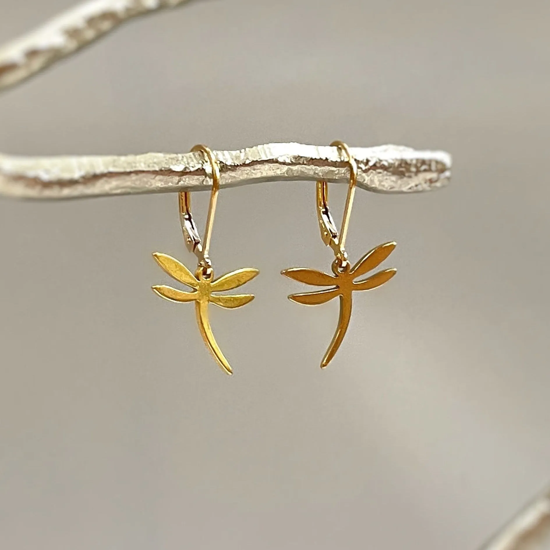 Dragonfly Earrings dangle Gold, Silver, Rose Gold