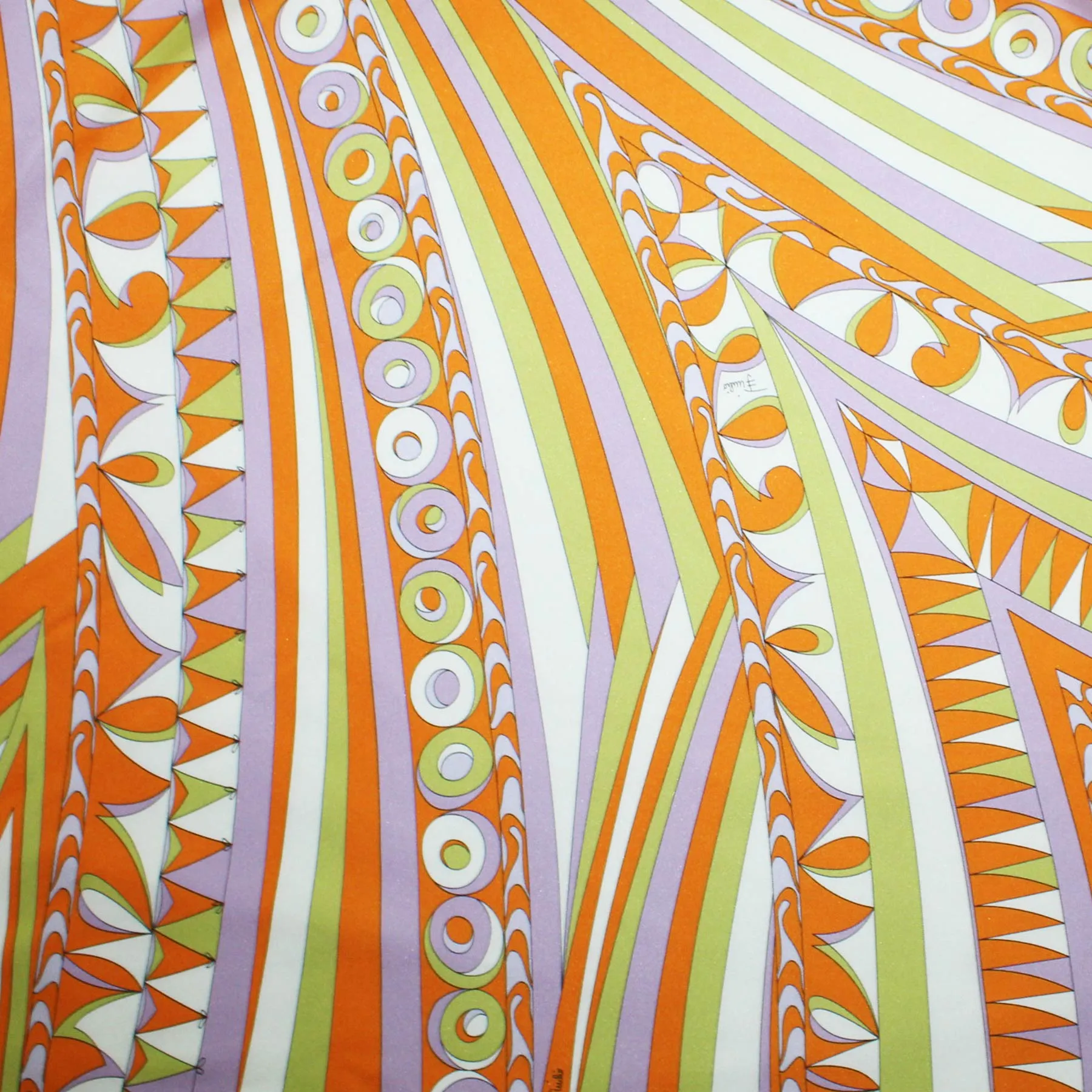 Emilio Pucci Scarf Orange Design - Large 36 Inch Twill Silk Square Scarf SALE