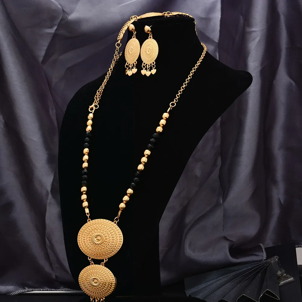 Ethiopian Jewelry Set Dubai Gold Color Jewelry Sets African Flower Jewelry Set