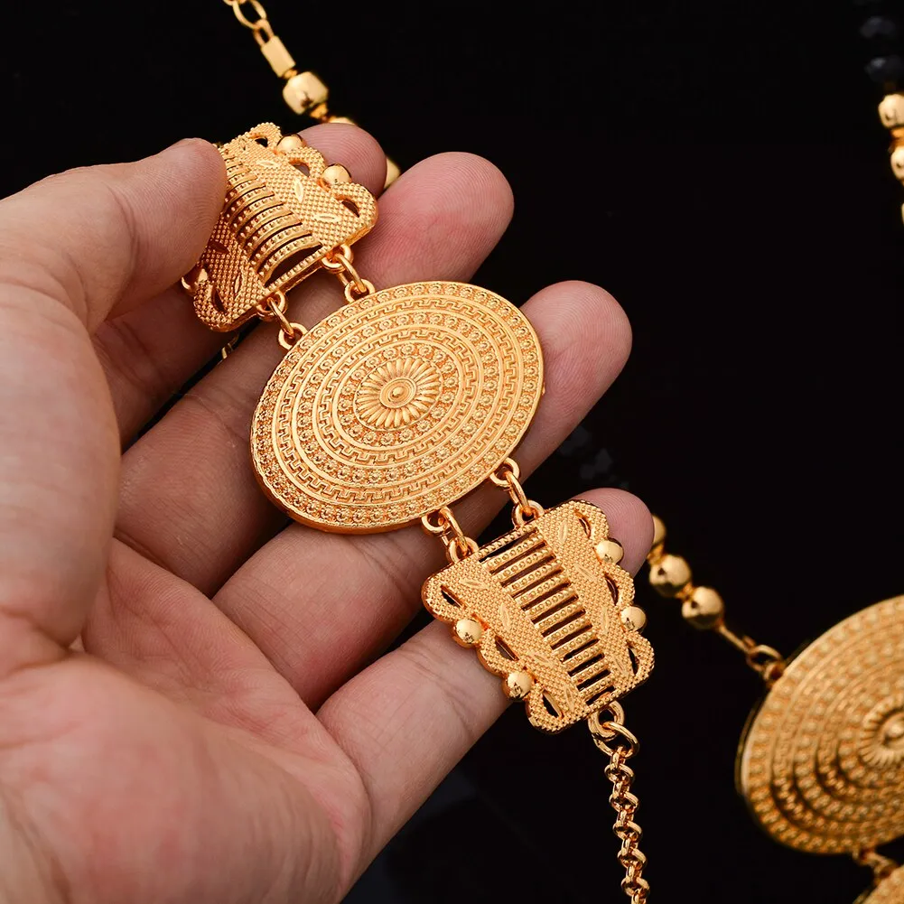 Ethiopian Jewelry Set Dubai Gold Color Jewelry Sets African Flower Jewelry Set