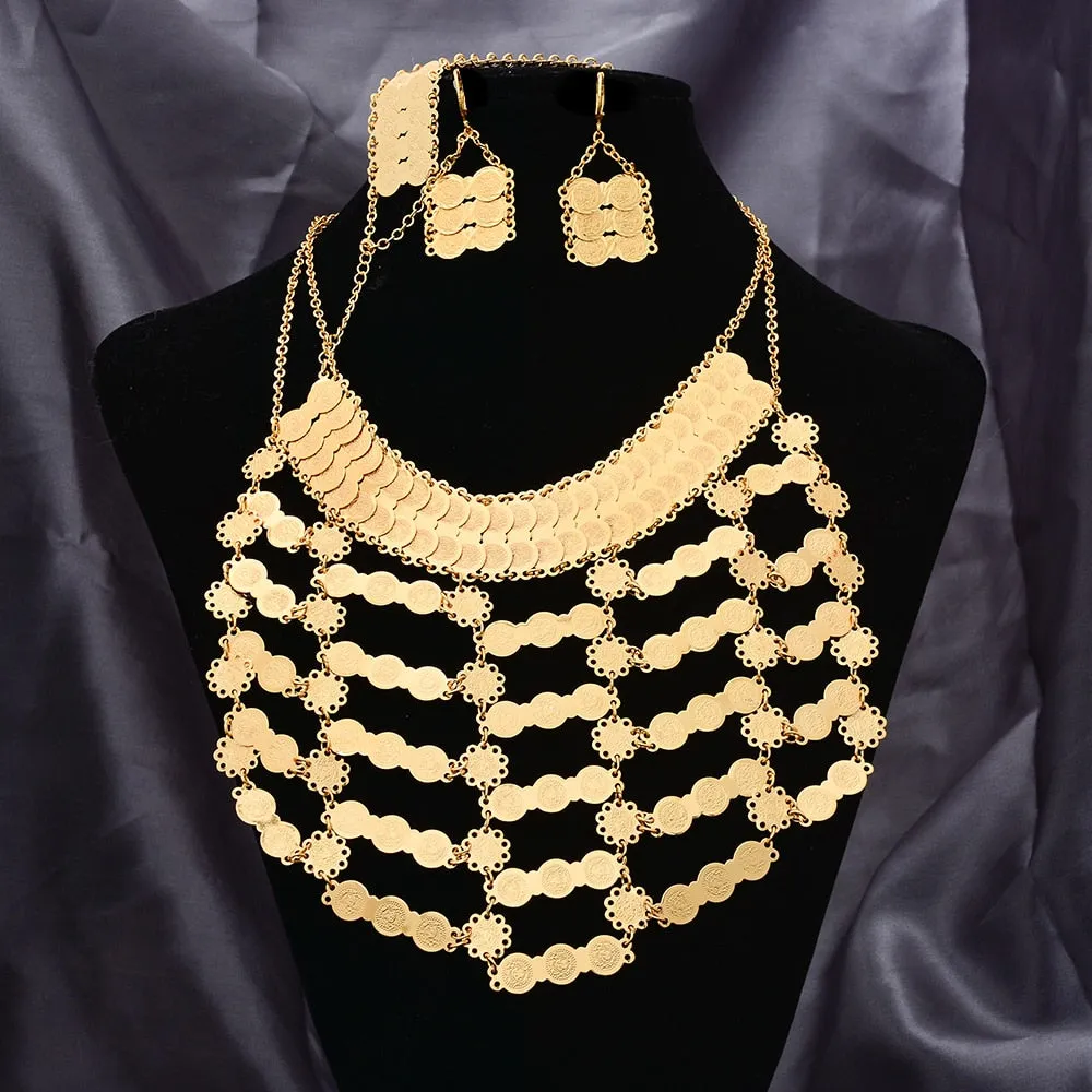 Ethiopian Jewelry Set Dubai Gold Color Jewelry Sets African Flower Jewelry Set