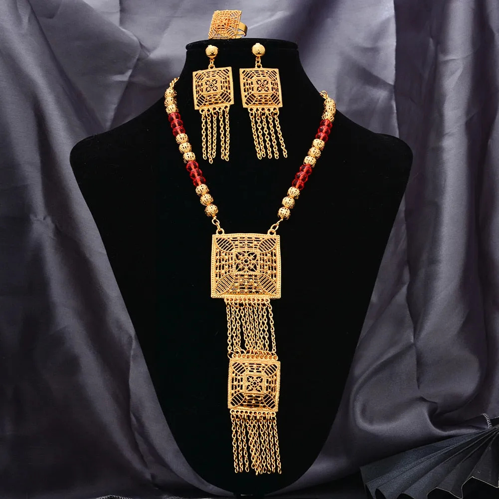 Ethiopian Jewelry Set Dubai Gold Color Jewelry Sets African Flower Jewelry Set