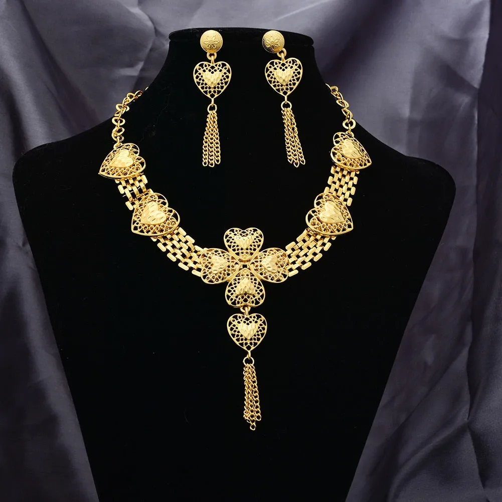 Ethiopian Jewelry Set Dubai Gold Color Jewelry Sets African Flower Jewelry Set