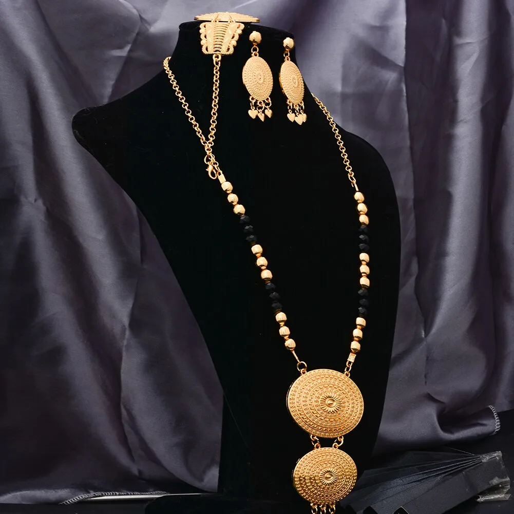Ethiopian Jewelry Set Dubai Gold Color Jewelry Sets African Flower Jewelry Set