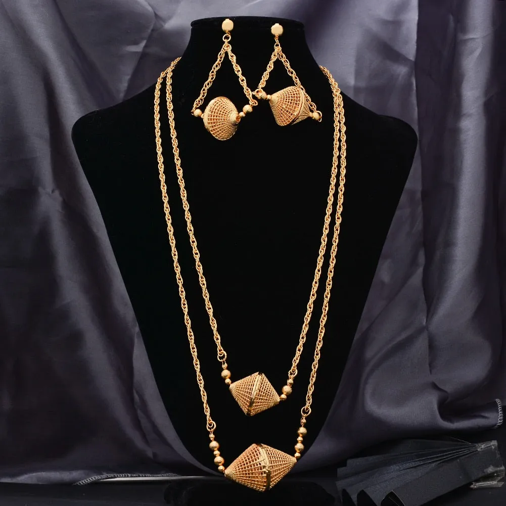 Ethiopian Jewelry Set Dubai Gold Color Jewelry Sets African Flower Jewelry Set