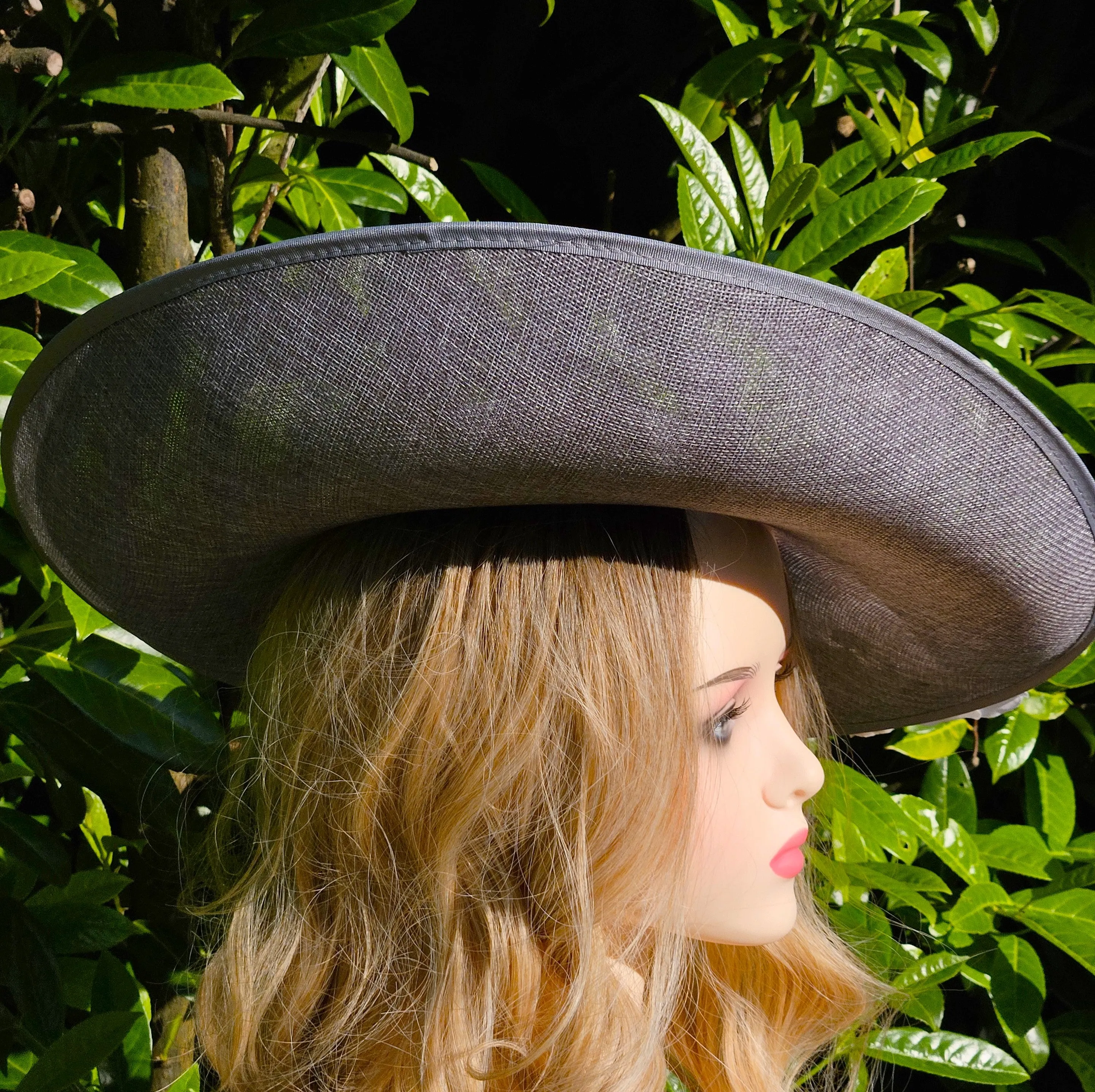 Extra Large Ascot Hat Grey White - Wedding Hats - Derby Hats - Church Hats for Ladies