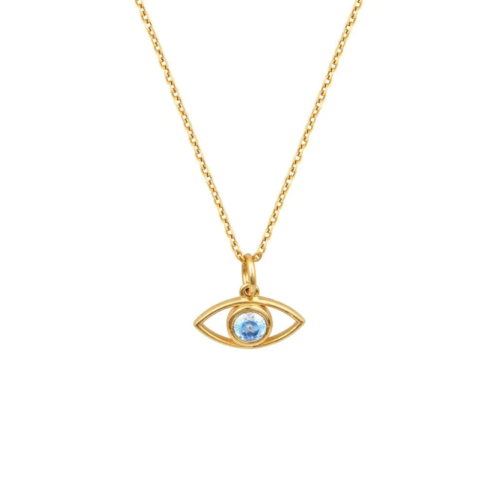 Eye Necklace Gold Aqua