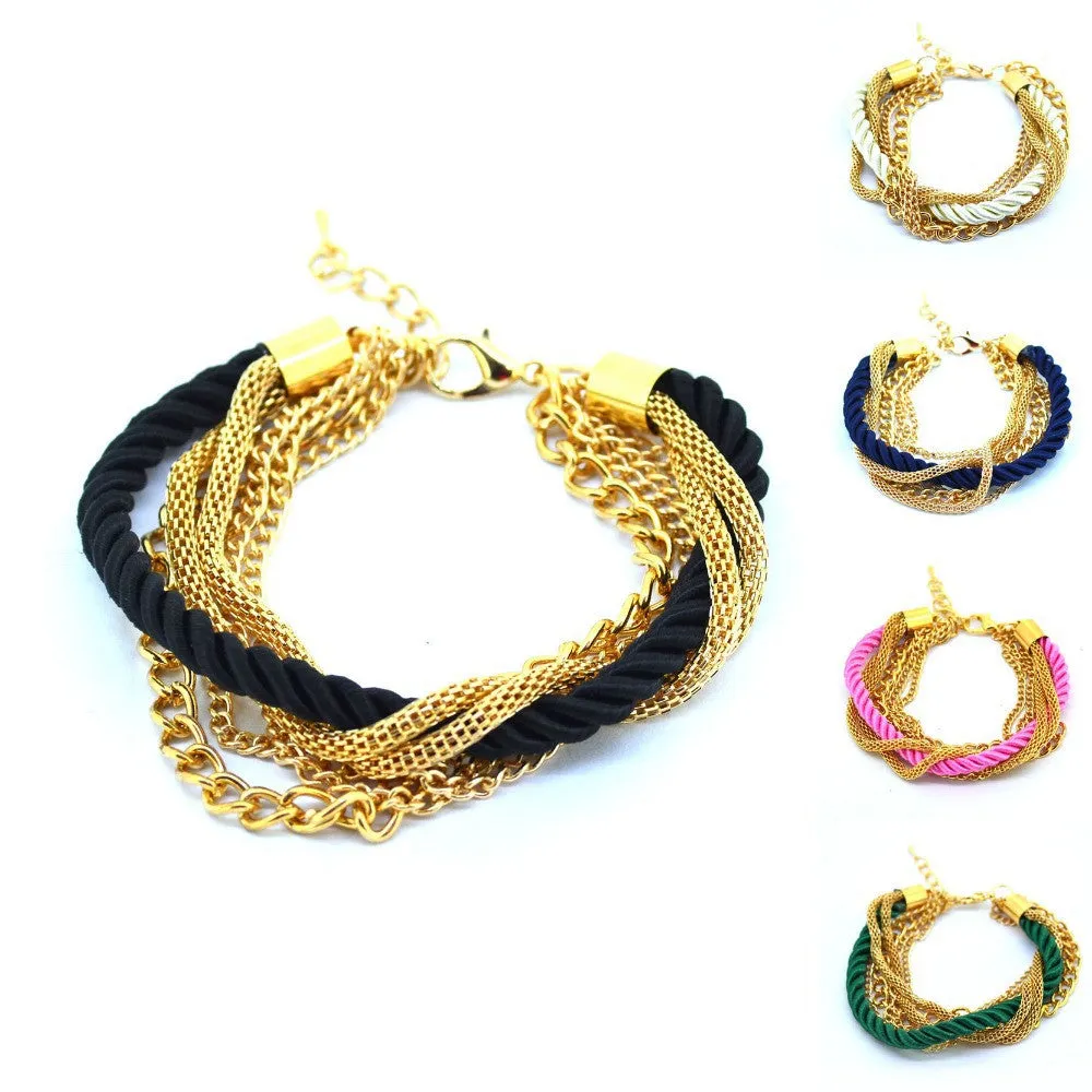 Fashion Weave Multilayer Bracelet Vintage Golden Rope Bangle Bracelet Newest Summer Style Chain Bracelet for Men Women