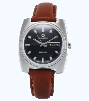 Favre Leuba Duomatic 908 Maroon Red Dial Automatic 17 Jewels Men's Wrist Watch