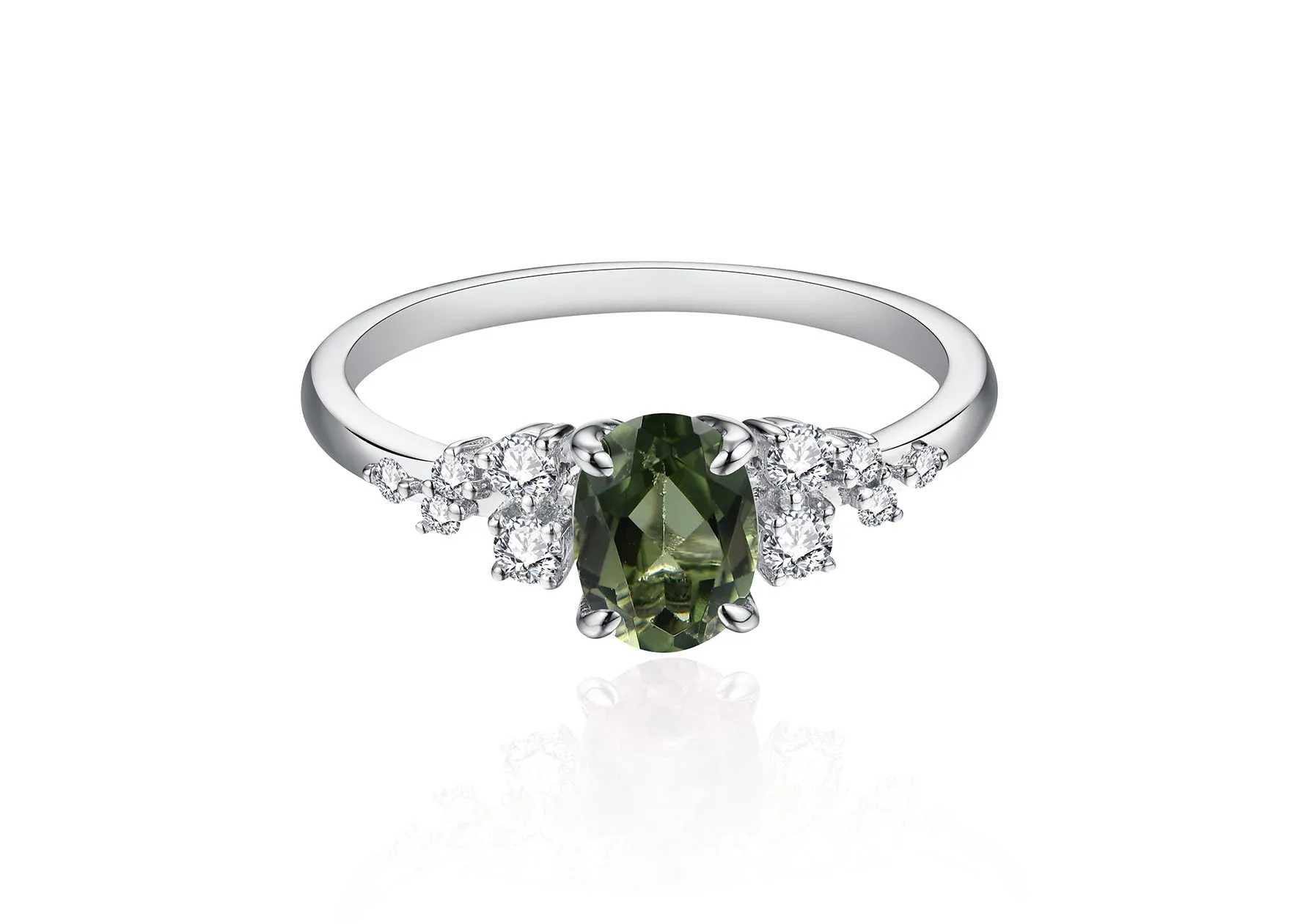 Green Sapphire Diamond Ring