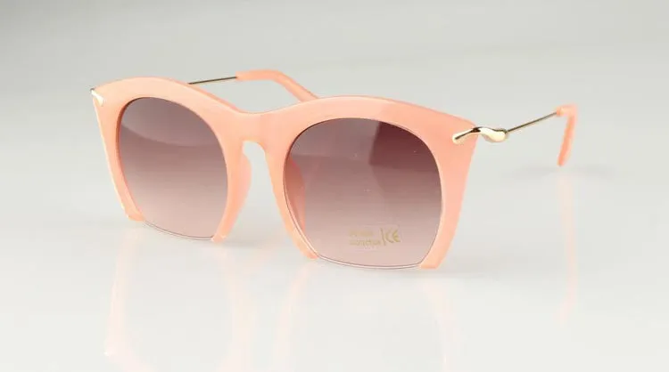 Half rim Sunglasses CAT EYE Sun shades lenses Half frame goggles Women Tinted Sun wear Black Party sunglass Metal