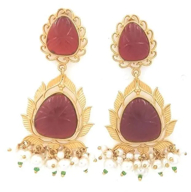 Handmade kudan golden marron color earrings