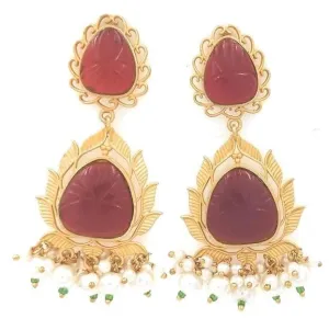 Handmade kudan golden marron color earrings