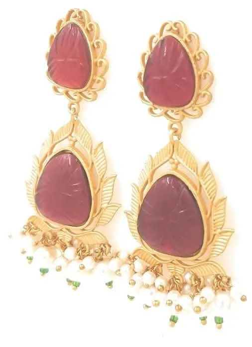Handmade kudan golden marron color earrings