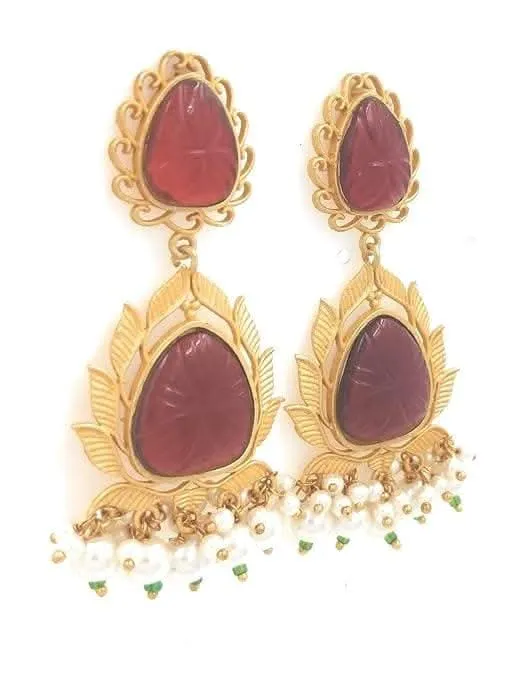 Handmade kudan golden marron color earrings