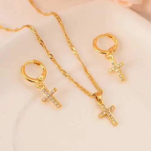 Heart White Blue Green Cubic Zircon Earring Necklace chain Jewelry Sets