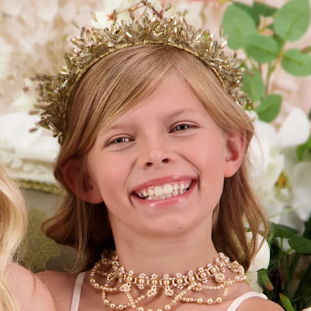 Laelyn Metallic Gold Tiara Girls Headband