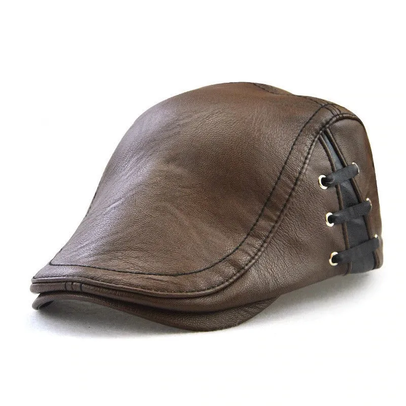 Leather Hats for Men Retro Style Cap
