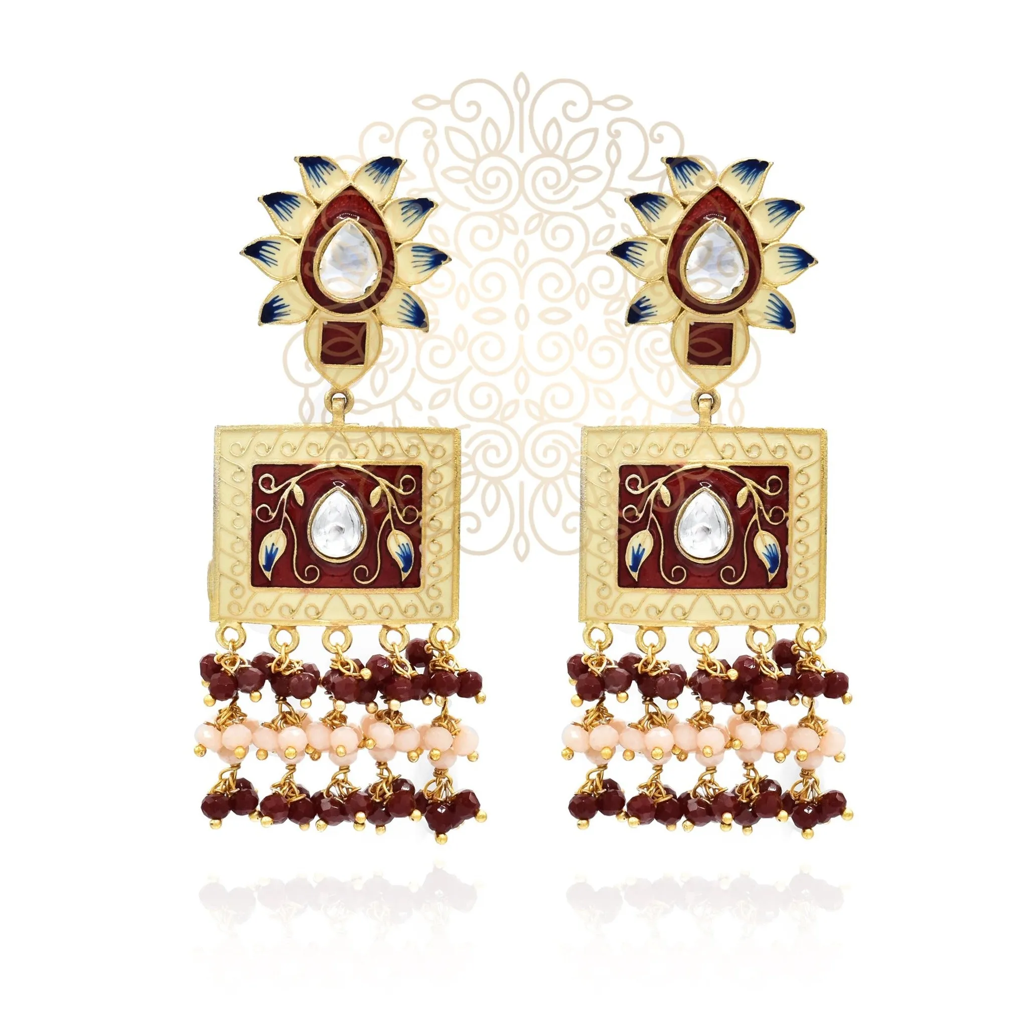 Lotus Meenakari Earrings