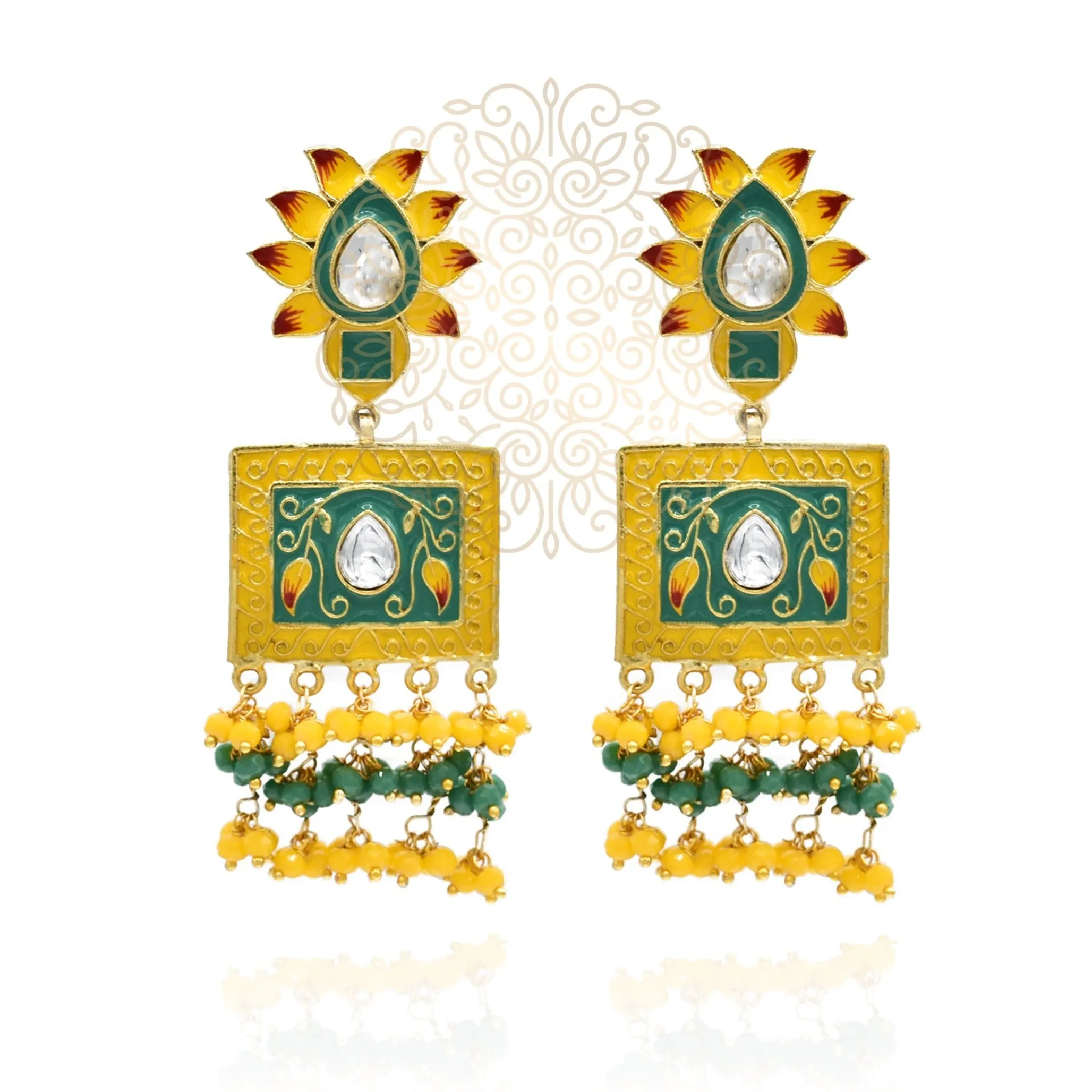 Lotus Meenakari Earrings