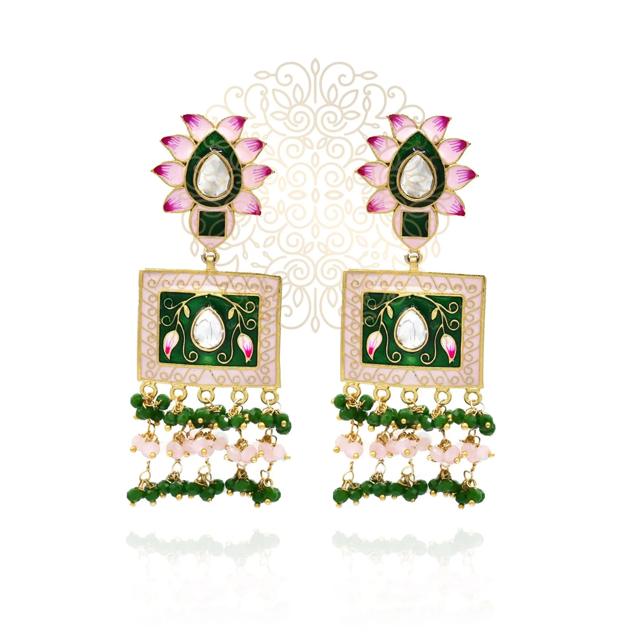 Lotus Meenakari Earrings