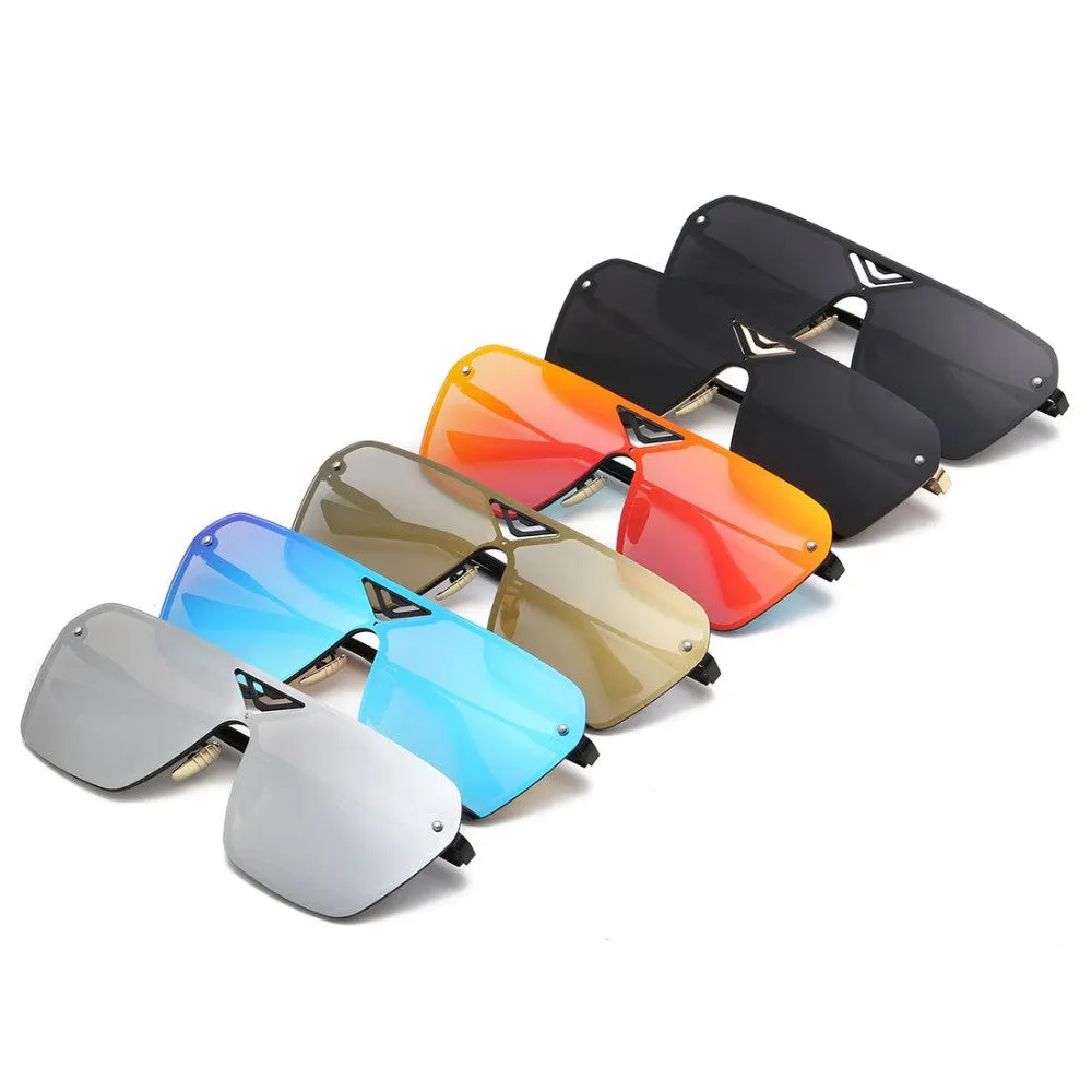 Men's Sunglasses Conjoined Spectacle Lens Rimless Alloy Frame Summer Style Sun Glasses Oculos De Sol UV400