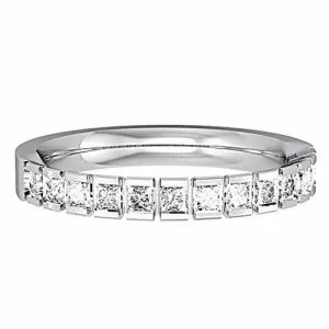 PLATINUM 3mm Diamond Wedding Ring Court Shape Women's Princess Cut Channel Set Classic Style 0.39ct ALL Sizes